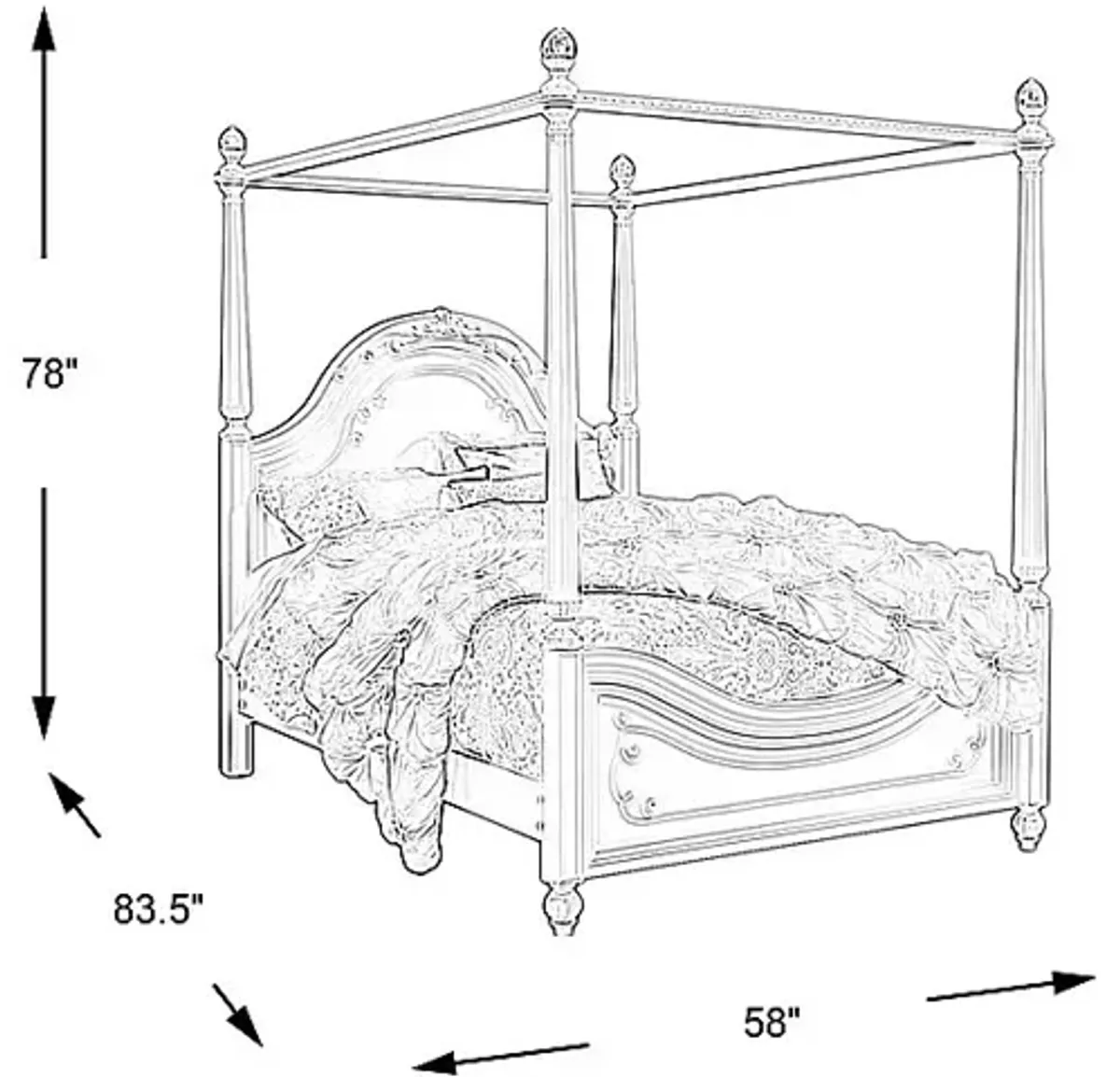 Disney Princess Dreamer White 4 Pc Twin Canopy Bed