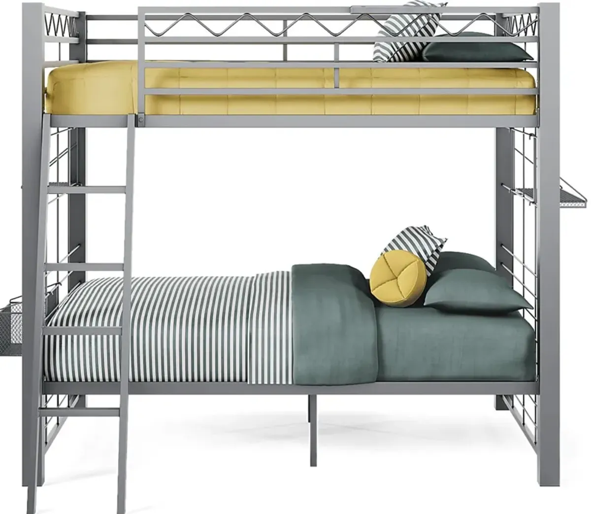 Build-a-Bunk Gray Full/Full Bunk Bed With Gray Accessories