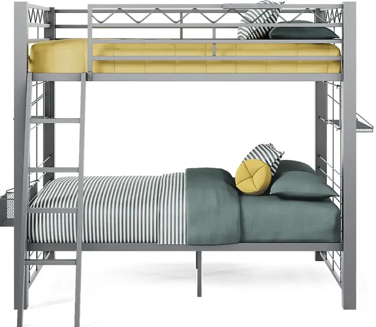 Build-a-Bunk Gray Full/Full Bunk Bed With Gray Accessories