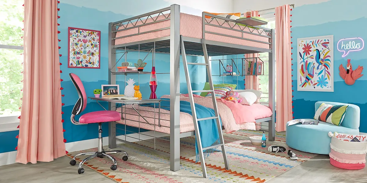 Build-a-Bunk Gray Full/Full Bunk Bed With Gray Accessories