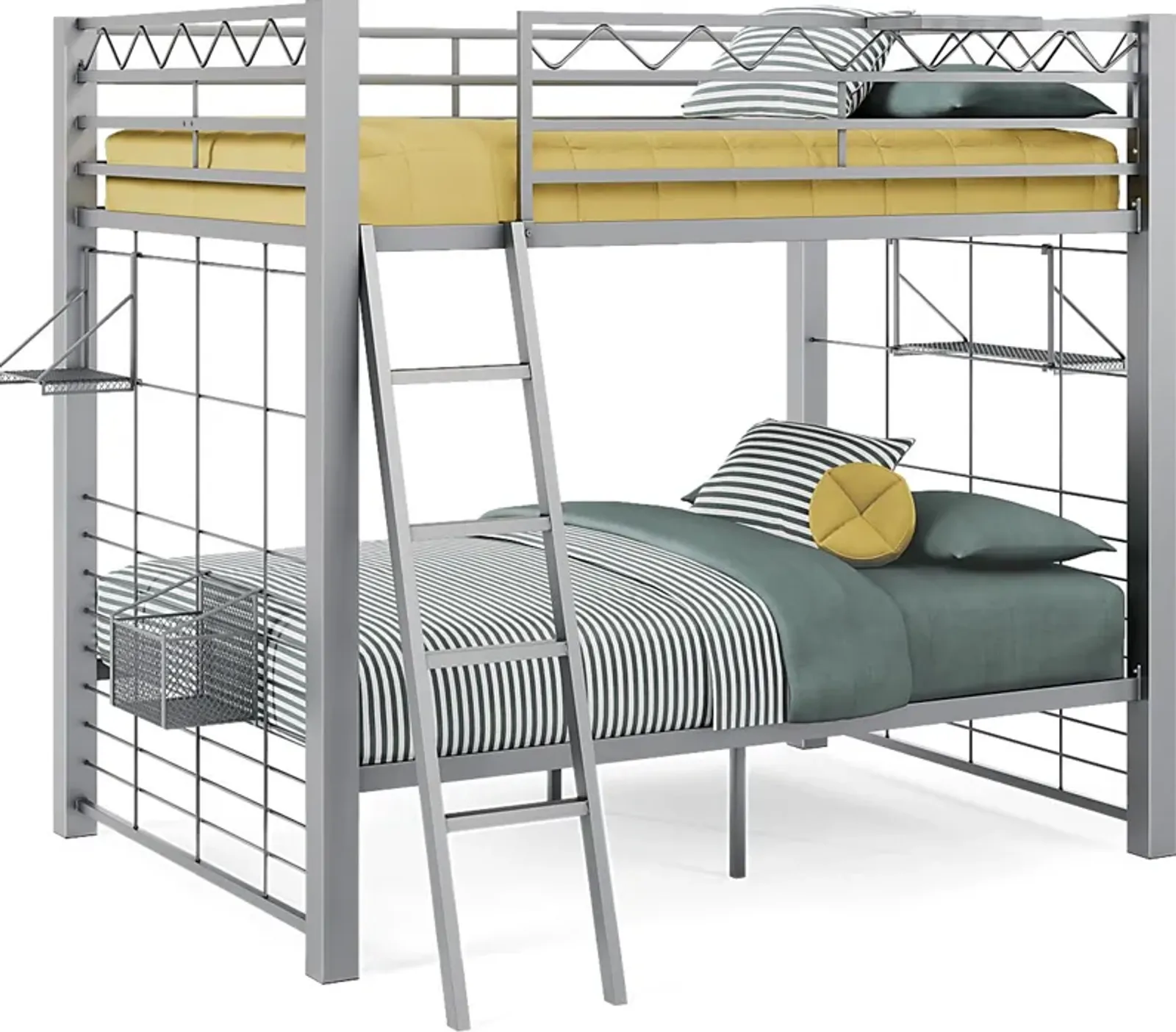 Build-a-Bunk Gray Full/Full Bunk Bed With Gray Accessories