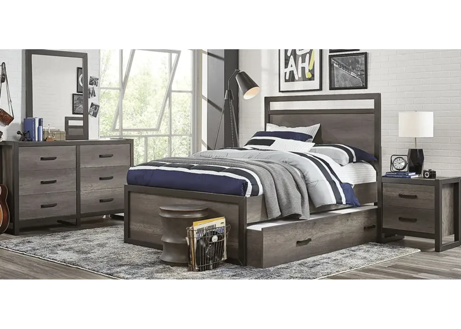 Kids Colefax Avenue Gray 5 Pc Twin Panel Bedroom