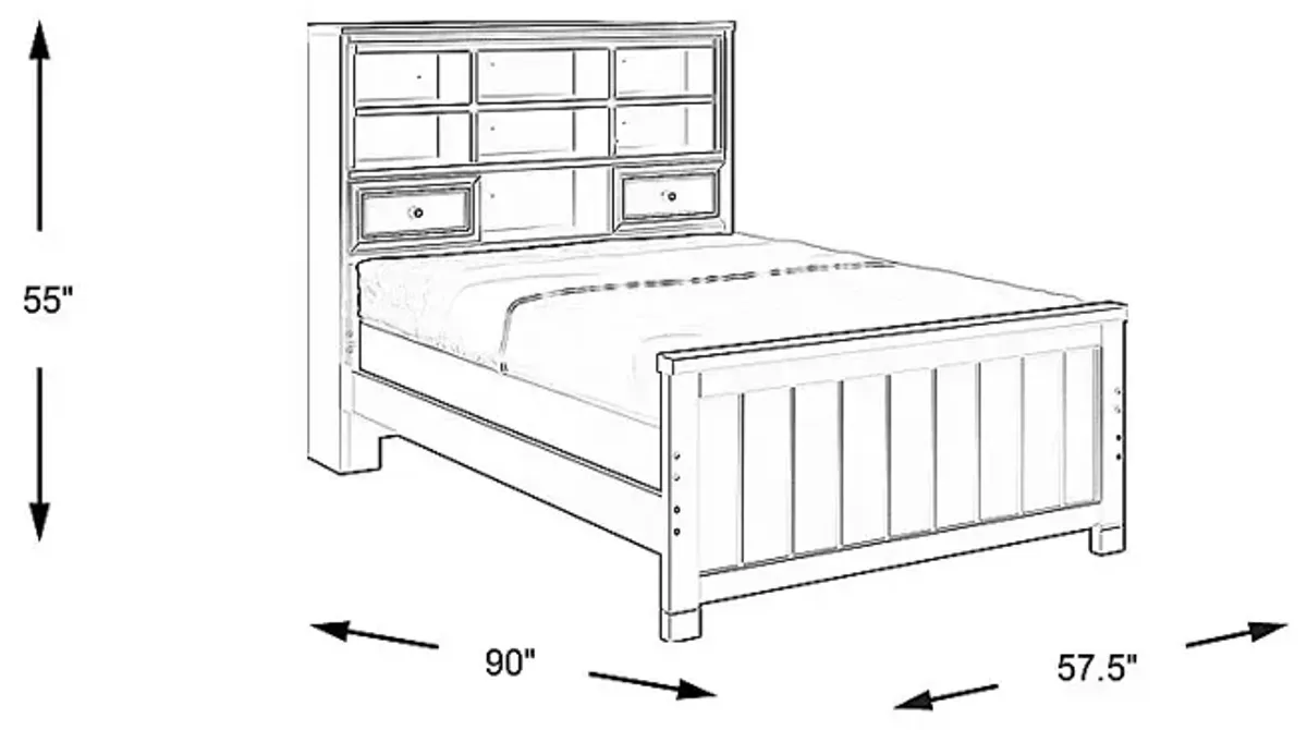 Kids Cottage Colors Black 3 Pc Full Bookcase Bed