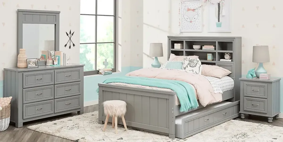 Kids Cottage Colors Gray 3 Pc Full Bookcase Bed