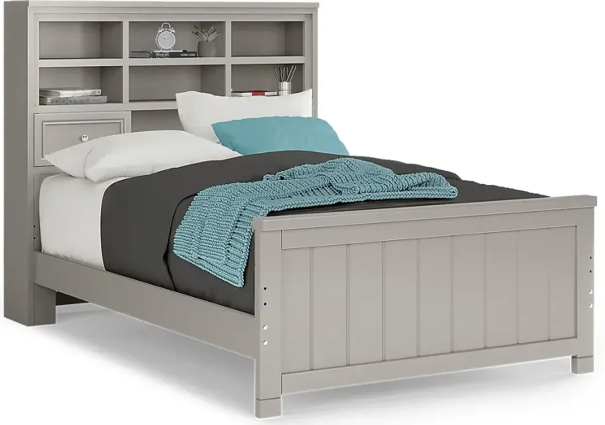 Kids Cottage Colors Gray 3 Pc Full Bookcase Bed