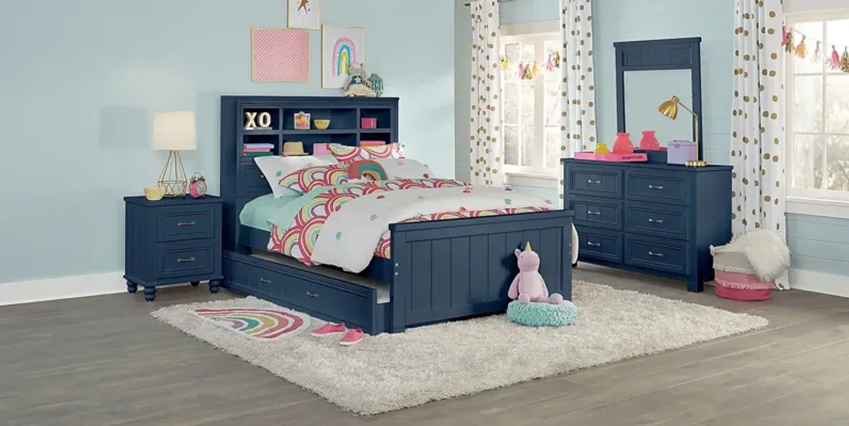 Kids Cottage Colors Navy 3 Pc Full Bookcase Bed