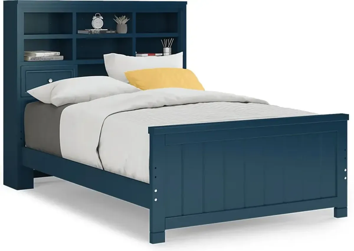 Kids Cottage Colors Navy 3 Pc Full Bookcase Bed