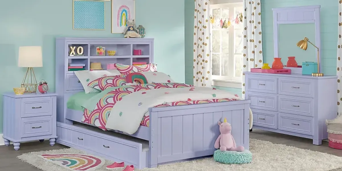 Kids Cottage Colors Lavender 3 Pc Full Bookcase Bed