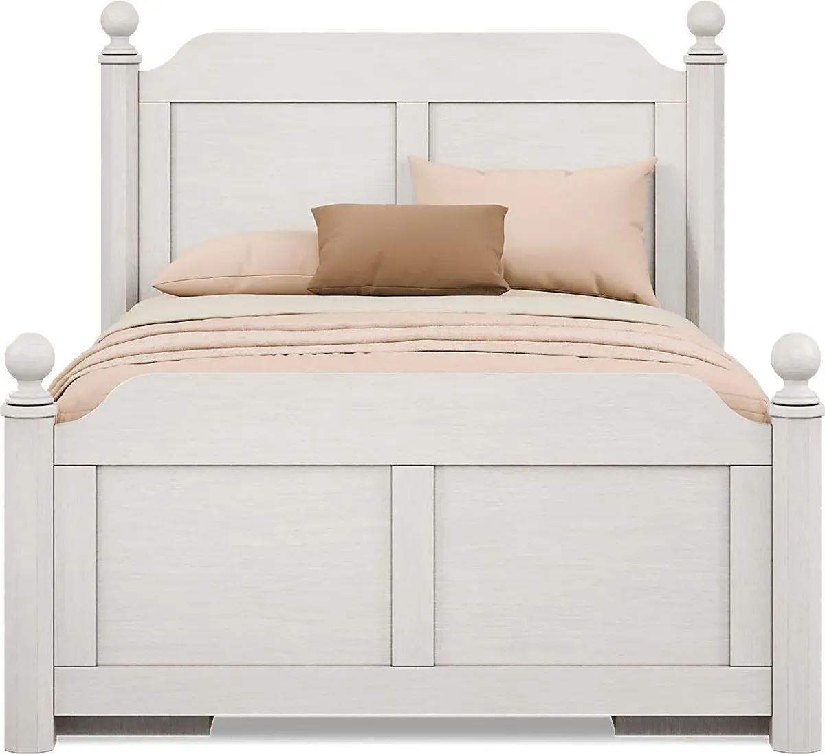 Kids South Bend Washed White Full Poster Bed with 2 Storage Side Rails