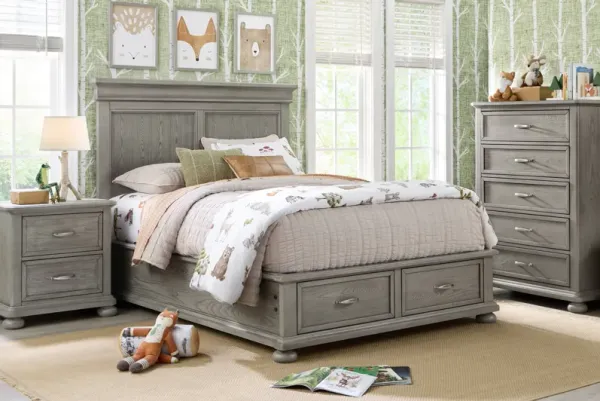 Kids Woodland Adventures Classic Gray Full Storage Bedroom