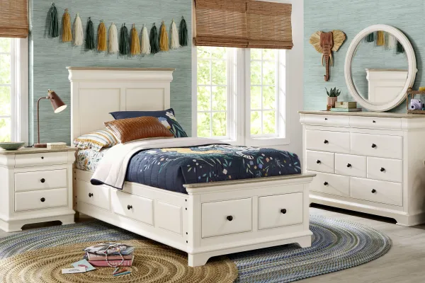 Kids Oberon Cream Twin Storage Bedroom