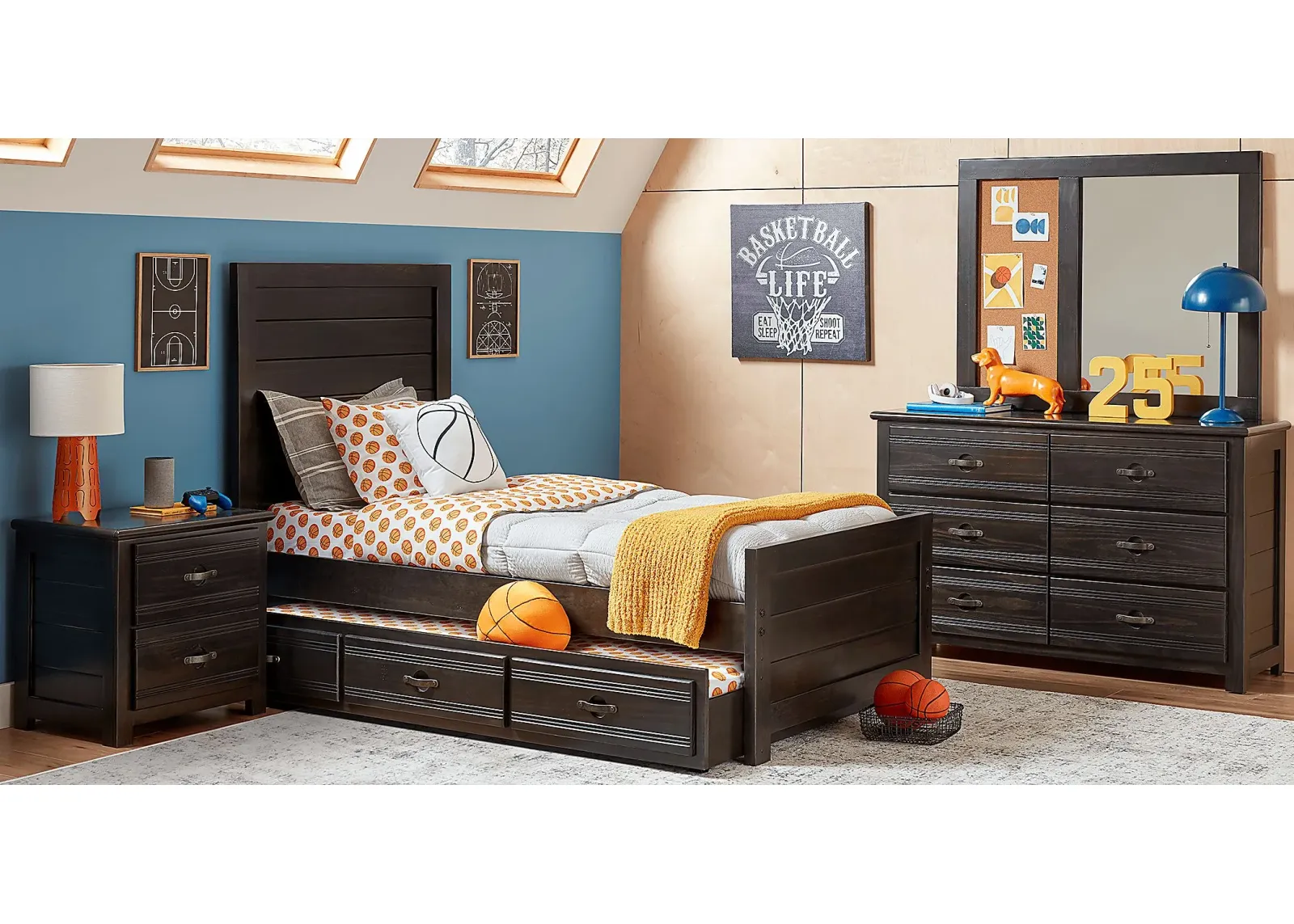 Kids Creekside 2.0 Charcoal 5 Pc Twin Panel Bedroom