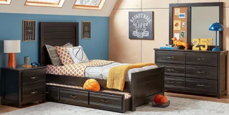 Kids Creekside 2.0 Charcoal 5 Pc Twin Panel Bedroom