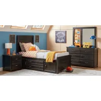 Kids Creekside 2.0 Charcoal 5 Pc Twin Panel Bedroom with 2 Storage Side Rails