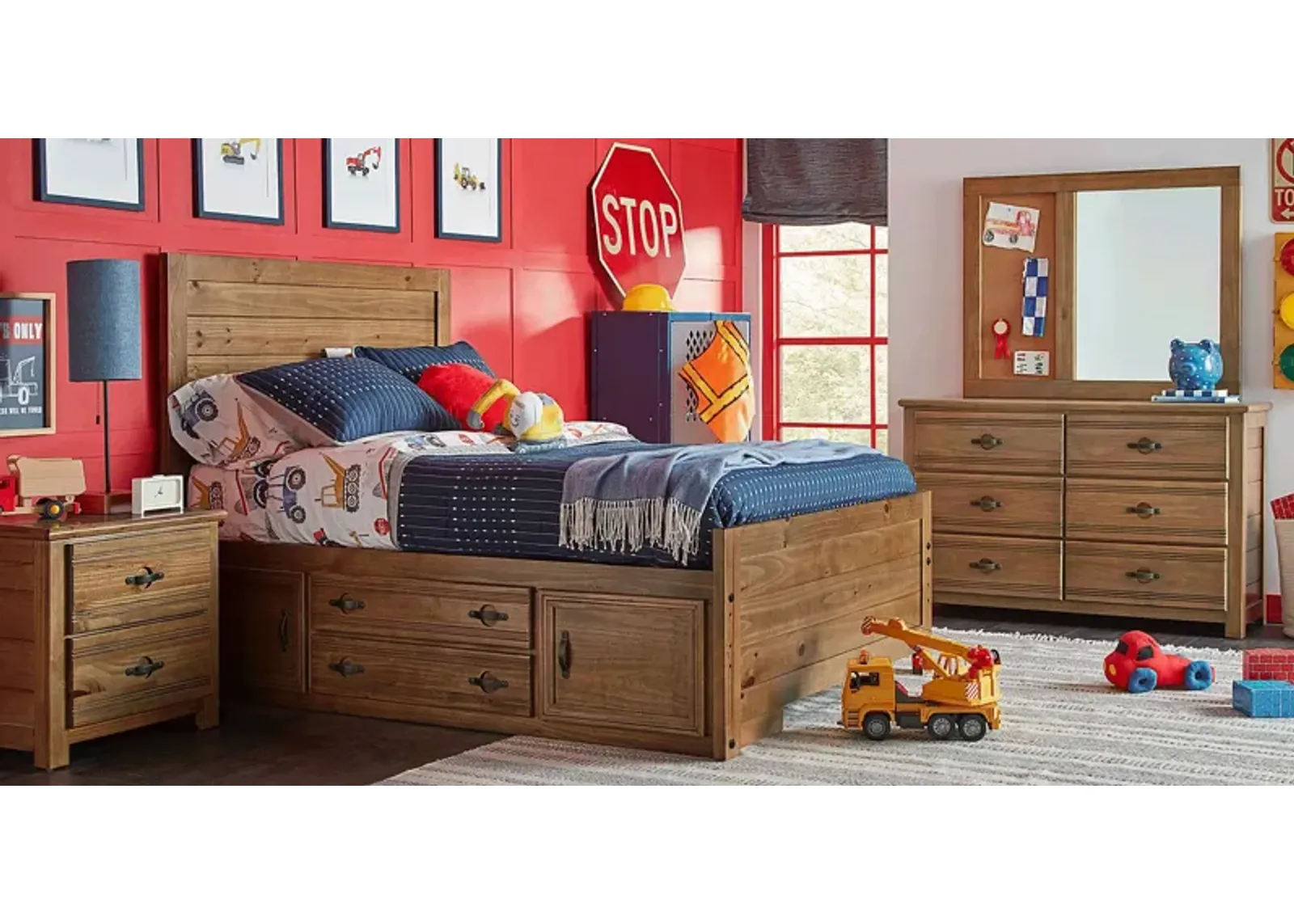 Kids Creekside 2.0 Chestnut 5 Pc Twin Panel Bedroom with 2 Storage Side Rails