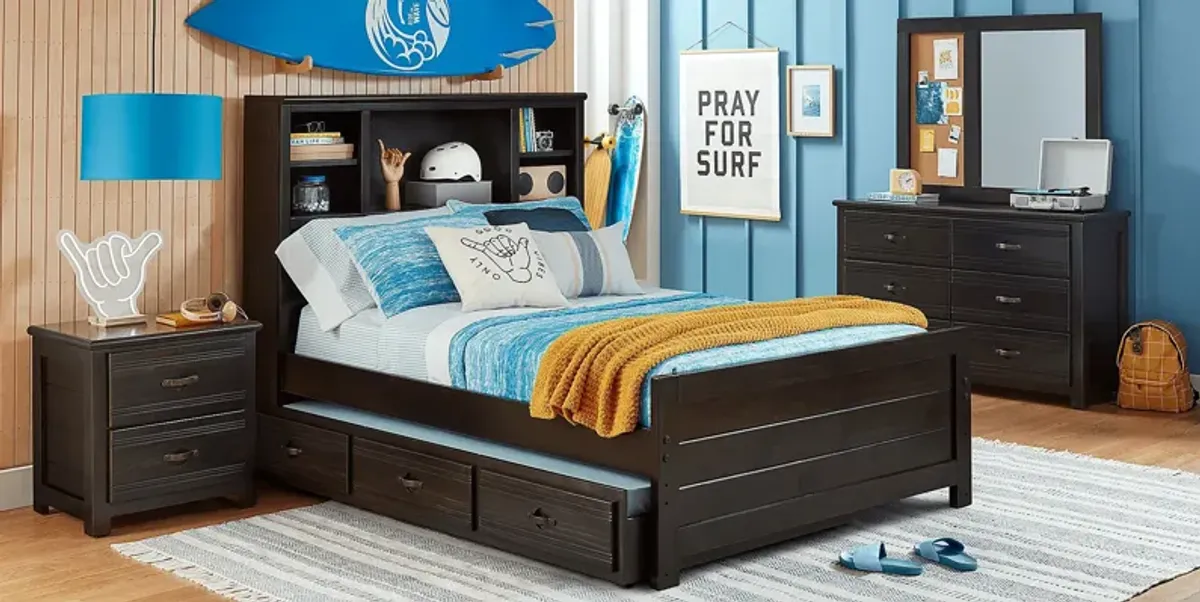 Kids Creekside 2.0 Charcoal 3 Pc Twin Bookcase Bed