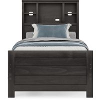 Kids Creekside 2.0 Charcoal 3 Pc Full Bookcase Bed with Storage Rail