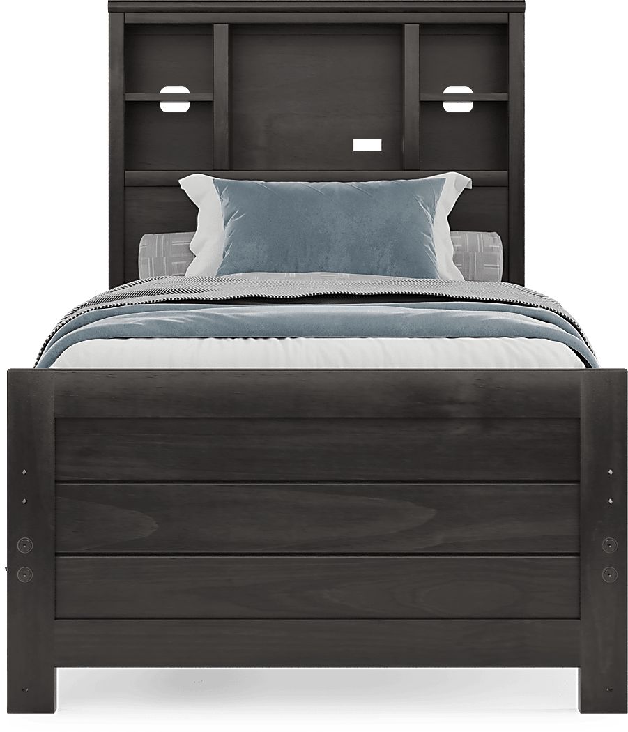 Kids Creekside 2.0 Charcoal 3 Pc Full Bookcase Bed with Storage Rail