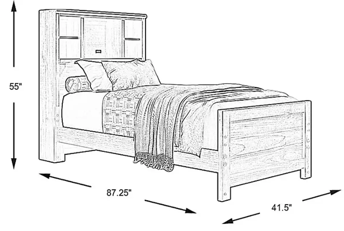 Kids Creekside 2.0 Charcoal 3 Pc Twin Bookcase Bed