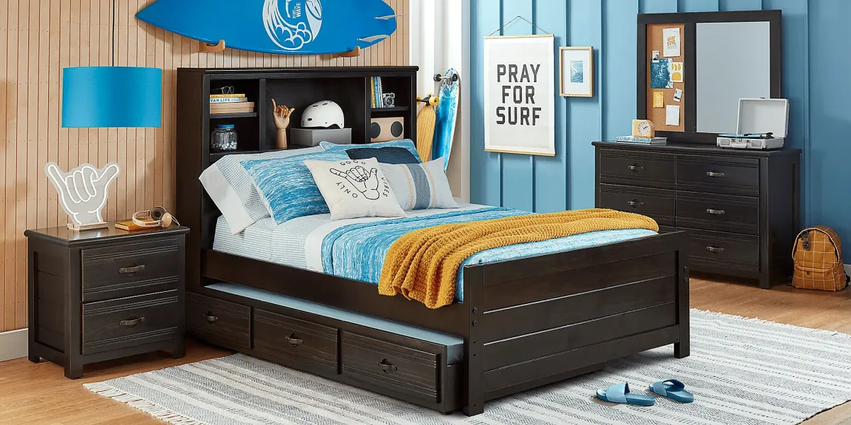 Kids Creekside 2.0 Charcoal 3 Pc Twin Bookcase Bed