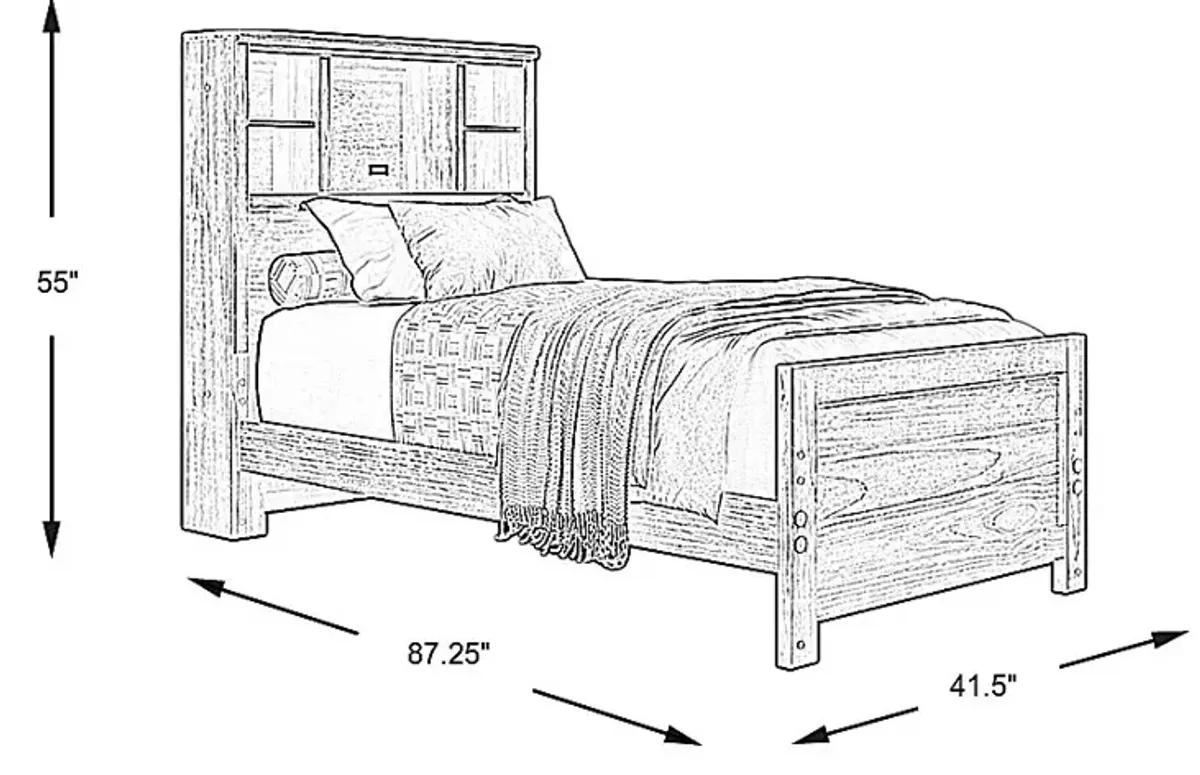 Kids Creekside 2.0 Chestnut 3 Pc Twin Bookcase Bed