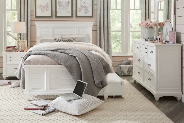 Kids Hilton Head White Full Panel Bedroom