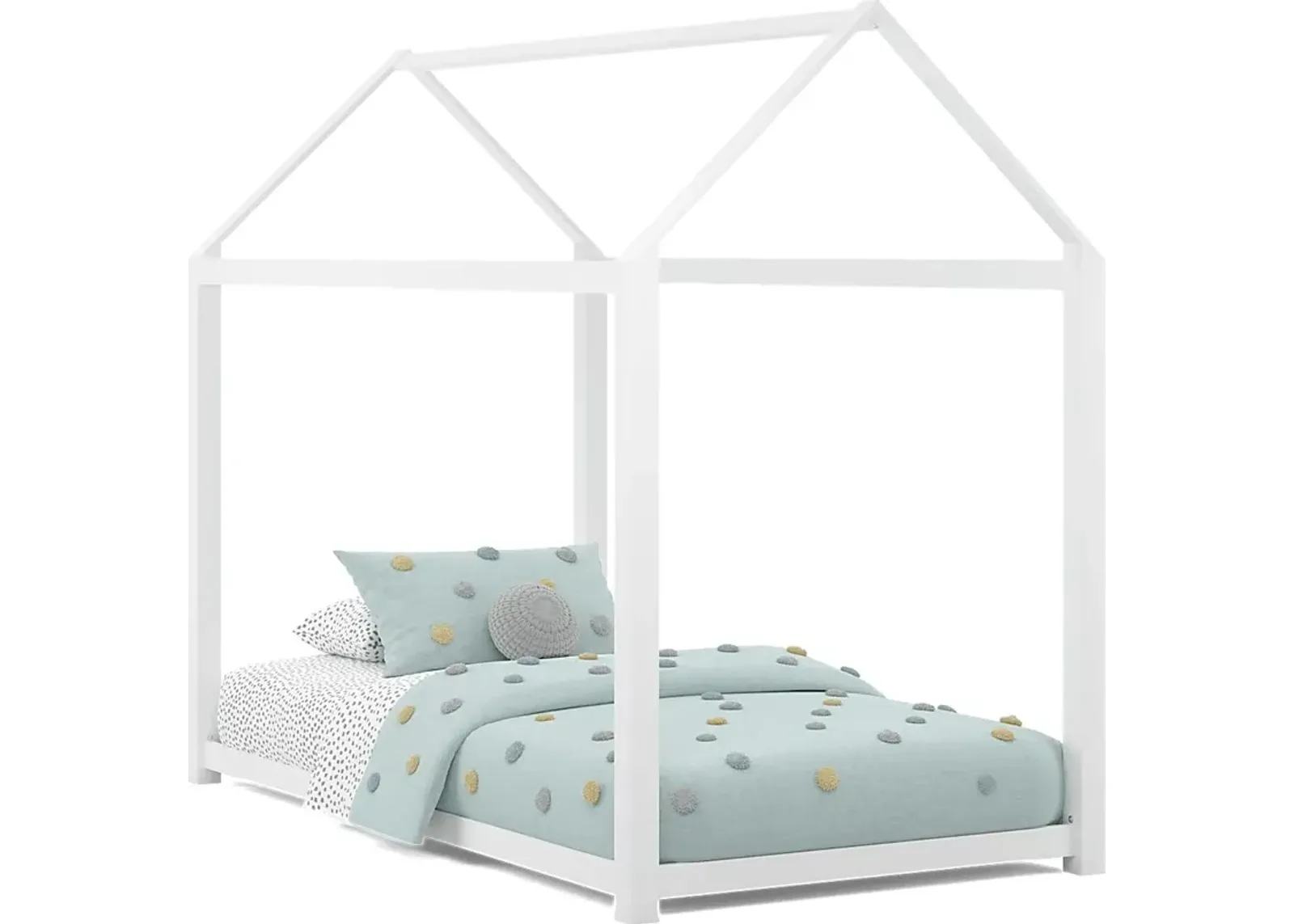 Kids Storybook White Twin House Bed