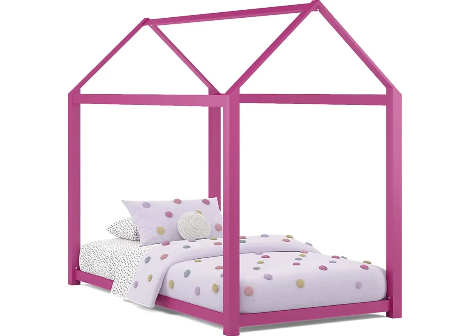 Kids Storybook Pink Twin House Bed