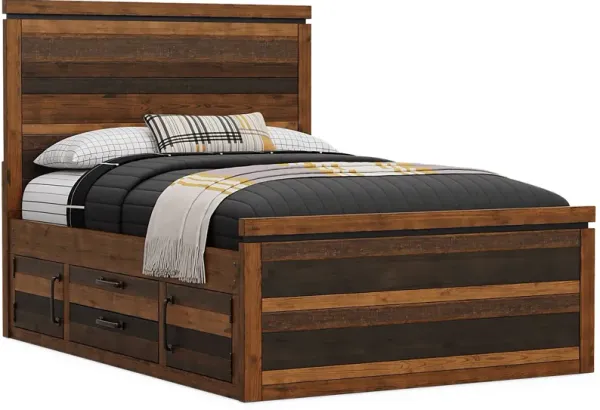 Kids Westover Hills Jr Brown Full Panel Bed with 2 Storage Side Rails