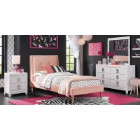 Kids Juno White 5 Pc Bedroom with Jaidyn Pink Full Upholstered Bed