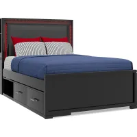 Kids Carbon Optix Black 4 Pc Full Storage Bed with LED Lights