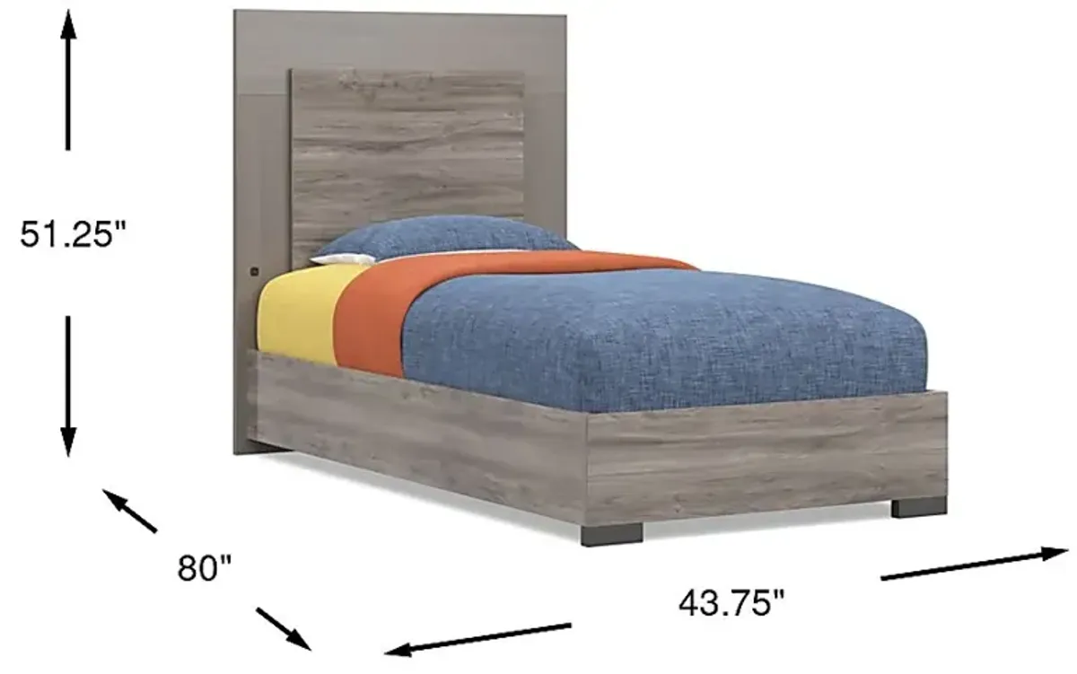 Kids Park Peak Gray Twin Panel Bed