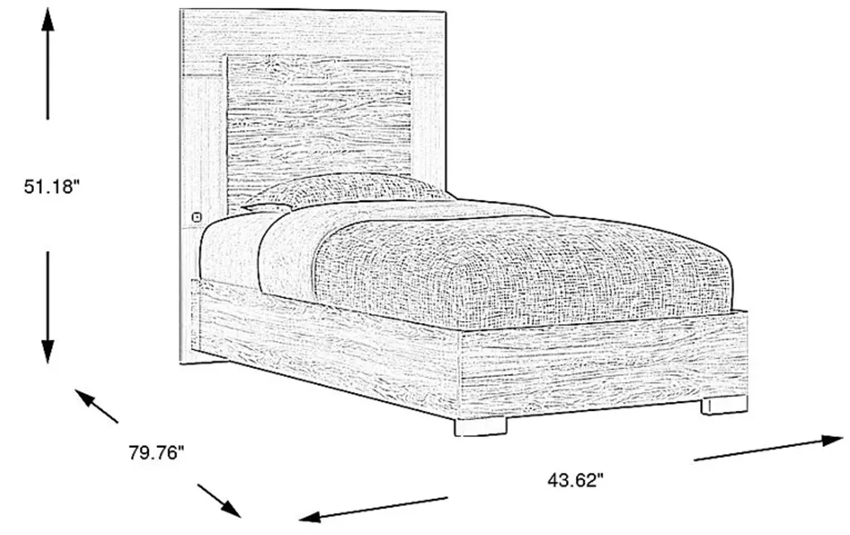 Kids Park Peak Gray Twin Panel Bed