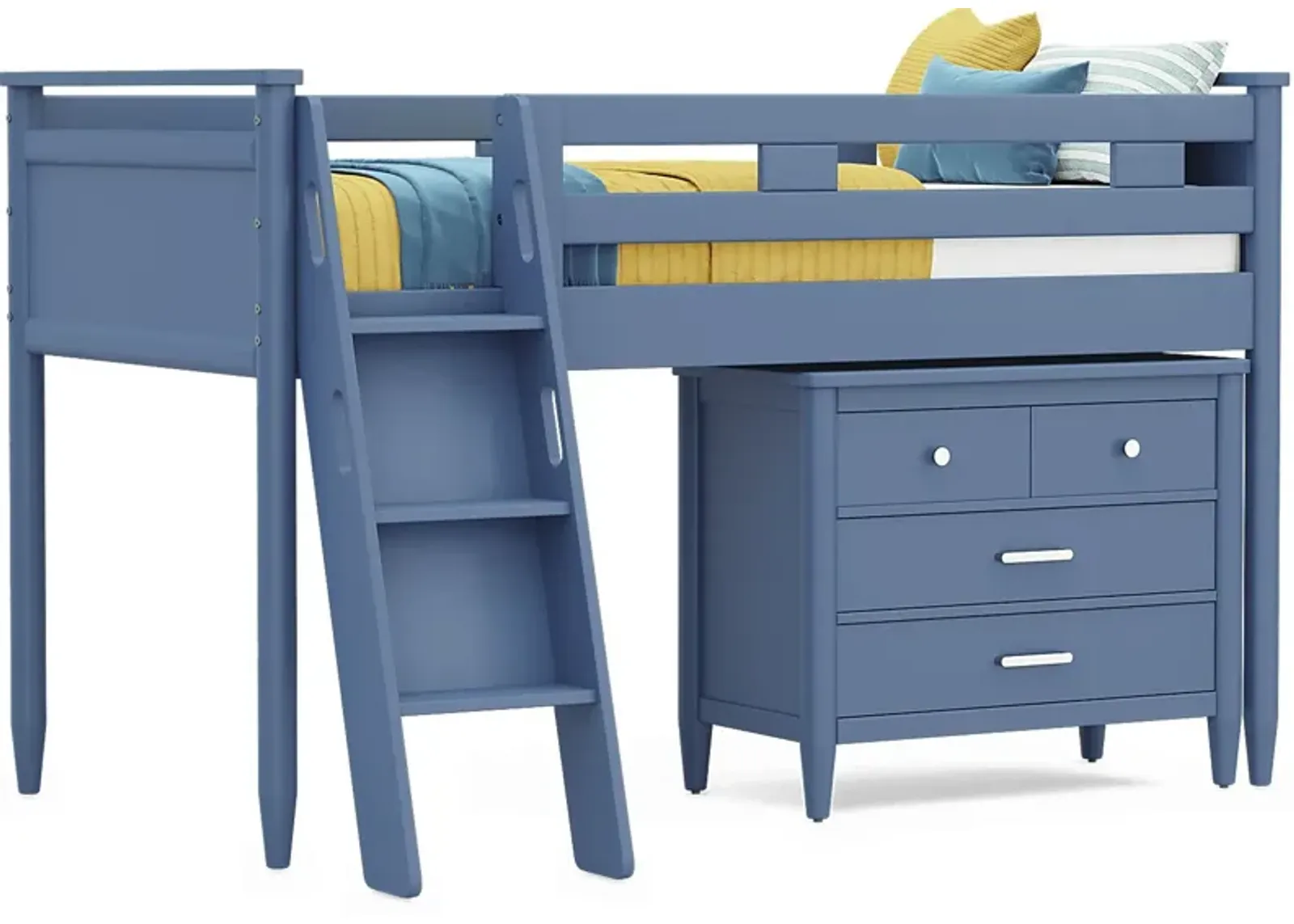 Kids Modern Colors Slate Blue Twin Loft with Loft Chest