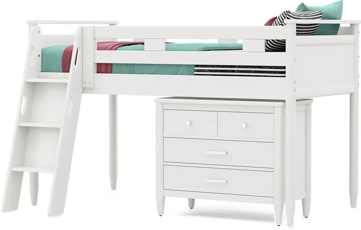 Kids Modern Colors White Twin Loft with Loft Chest