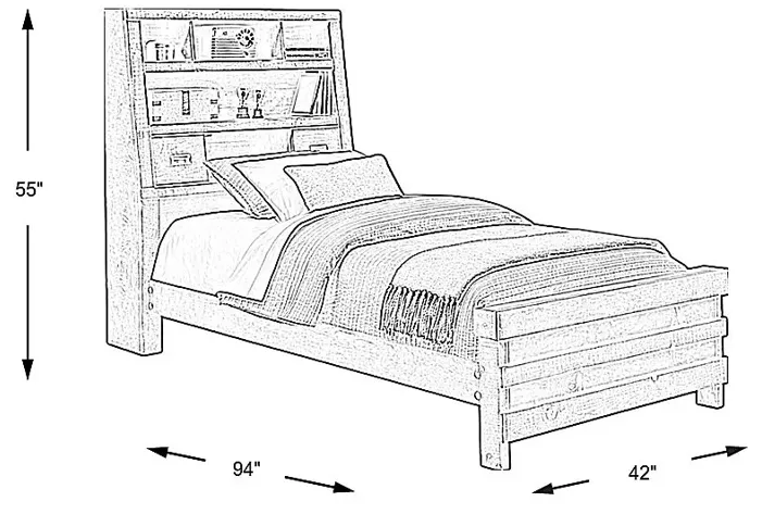 Kids Montana 2.0 Driftwood 3 Pc Twin Bookcase Bed