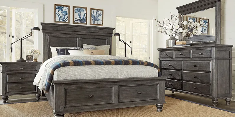 Lake Town Gray 5 Pc Queen Panel Bedroom with Storage