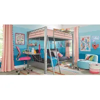 Build-a-Bunk Gray Full/Futon Loft Bed with Gray Accessories