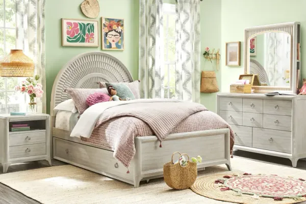 Kids Vivien Wirebrush Gray Full Panel Bedroom