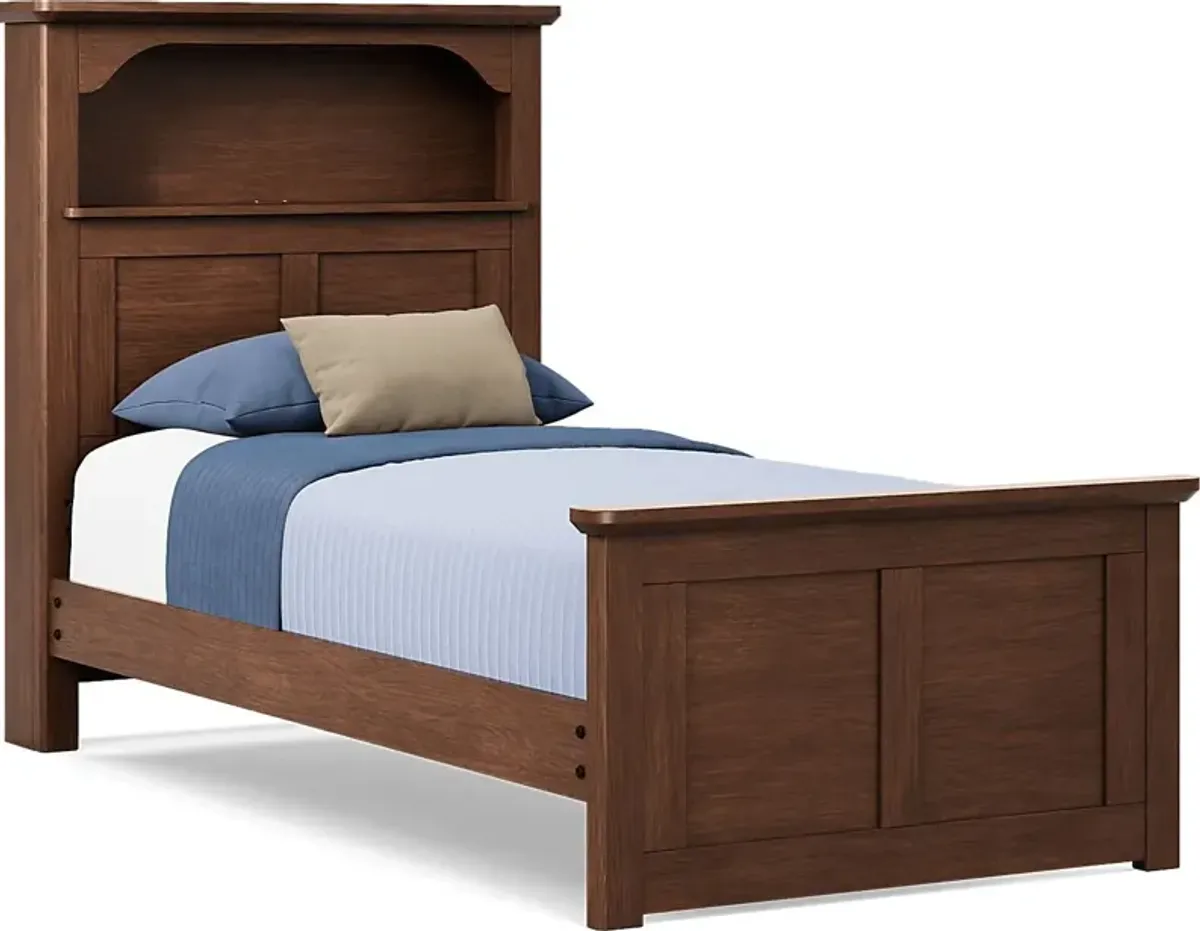 Kids South Bend Brown Cherry Twin Bookcase Bed