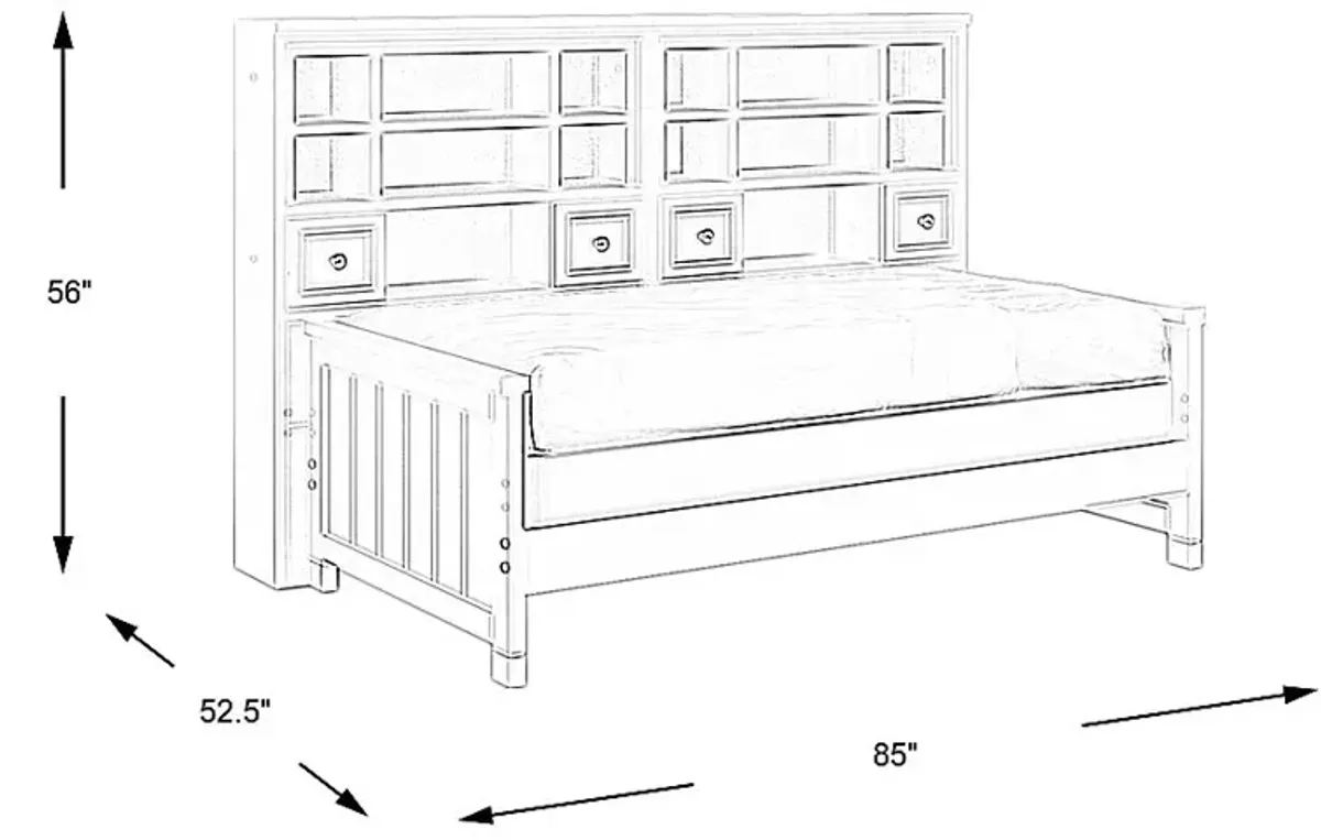 Kids Cottage Colors White Twin Bookcase Wall Bed