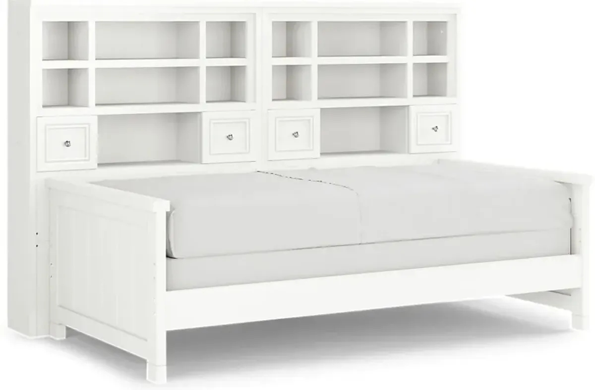 Kids Cottage Colors White 5 Pc Twin Bookcase Wall Bed