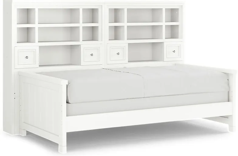 Kids Cottage Colors White Twin Bookcase Wall Bed