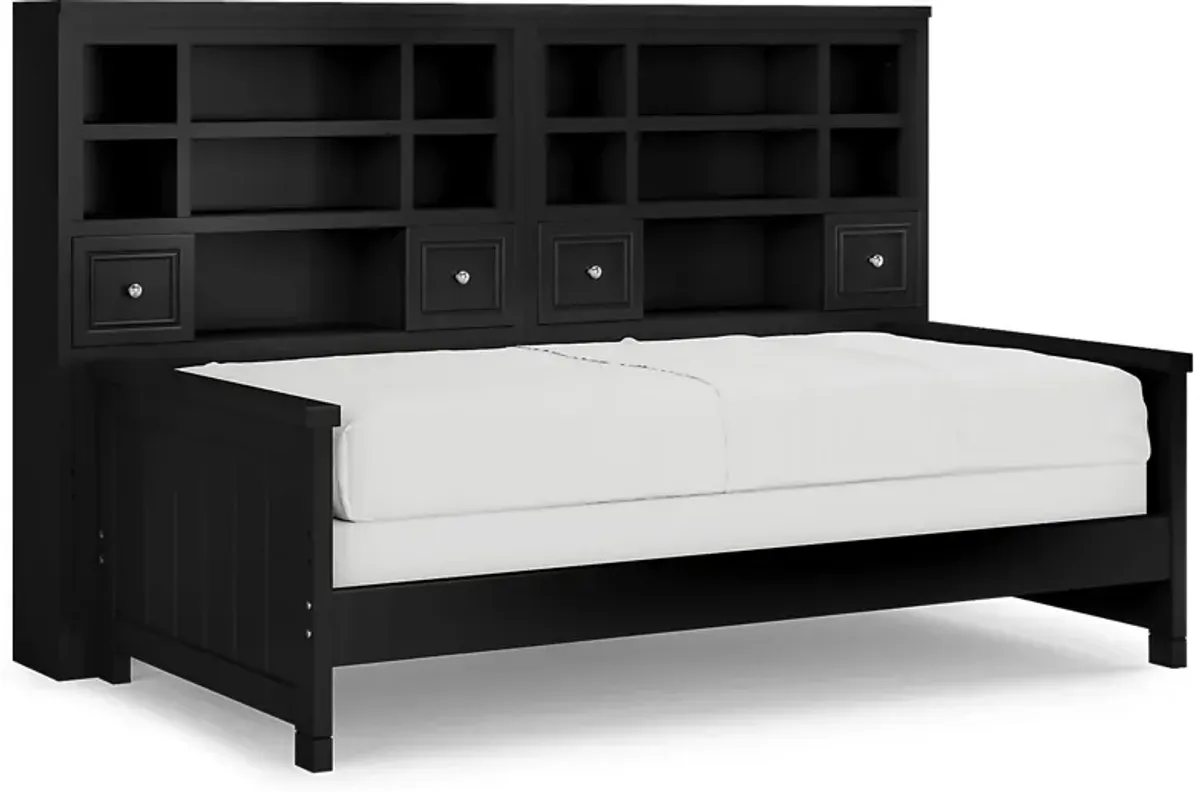 Kids Cottage Colors Black 5 Pc Twin Bookcase Wall Bed