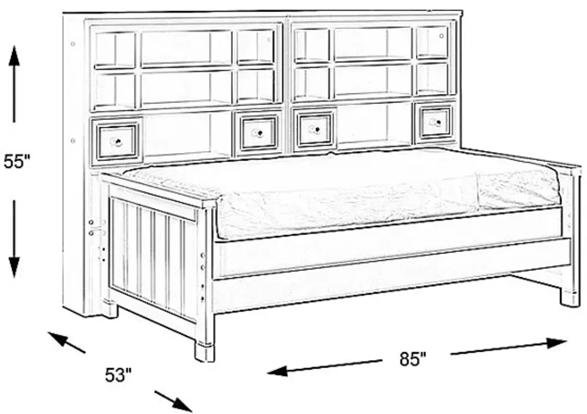 Kids Cottage Colors Gray 5 Pc Twin Bookcase Wall Bed