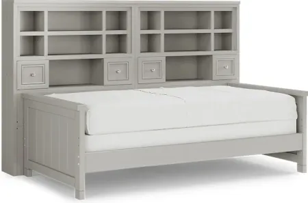 Kids Cottage Colors Gray 5 Pc Twin Bookcase Wall Bed