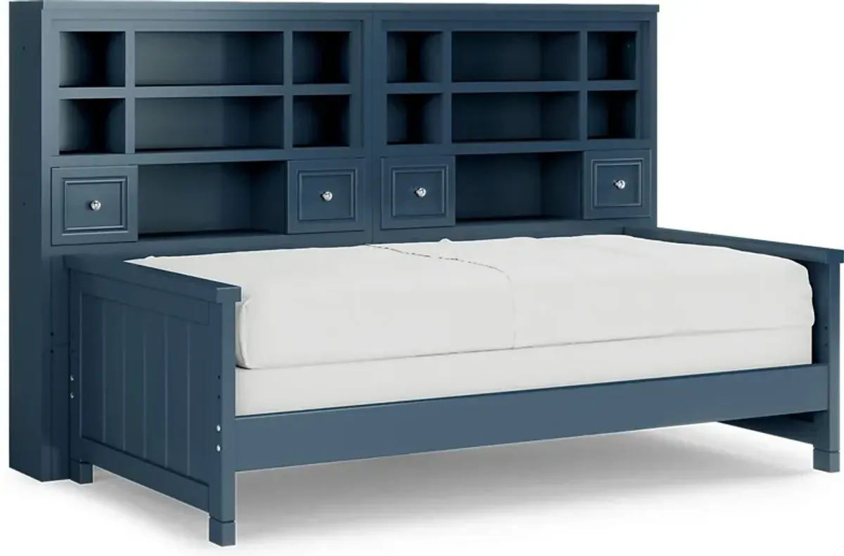 Kids Cottage Colors Navy 5 Pc Twin Bookcase Wall Bed