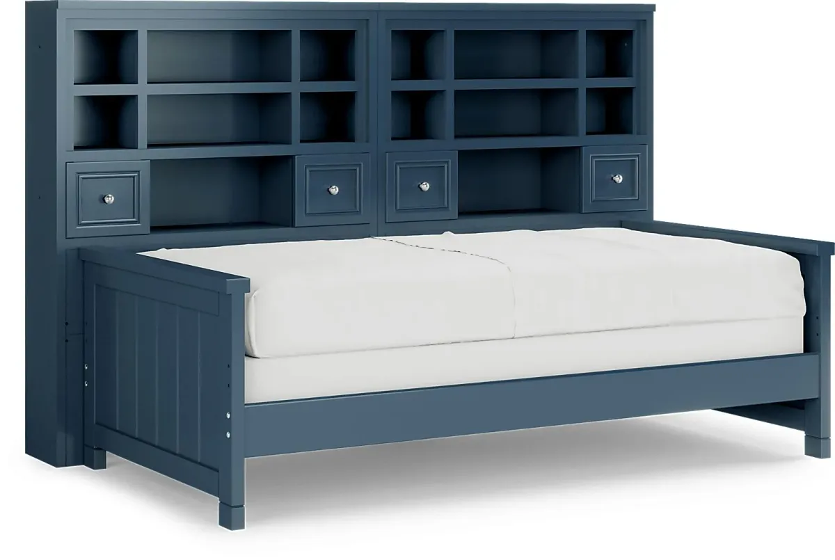 Kids Cottage Colors Navy Twin Bookcase Wall Bed