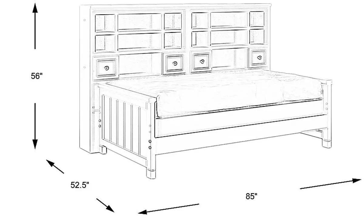 Kids Cottage Colors Lavender Twin Bookcase Wall Bed