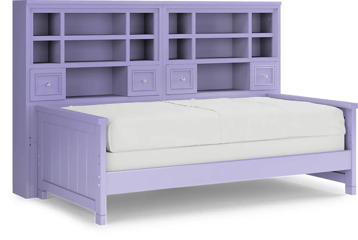 Kids Cottage Colors Lavender Twin Bookcase Wall Bed